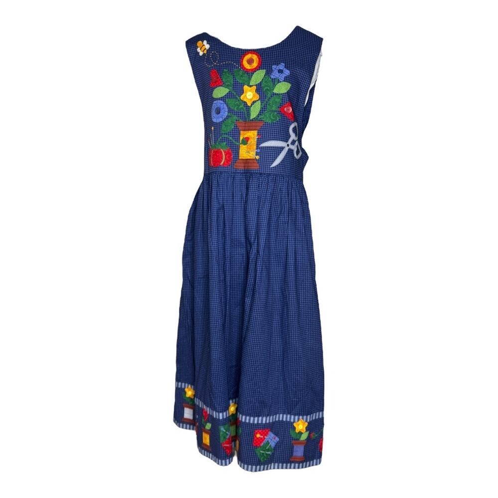 True Vintage Homeade Modest 80s Maxi Dress Teacher Print Pleated Hand Made Small